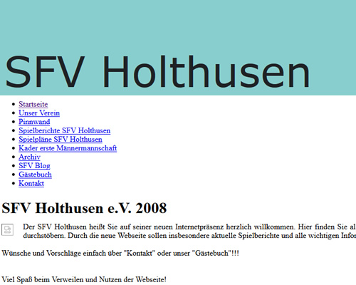 SFV Holthusen Webseite